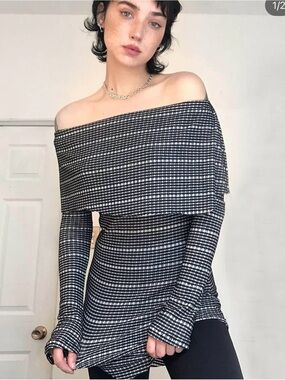 Noctex Raven Off Shoulder Long Sleeve Top/Tunic/Dress, mini dress